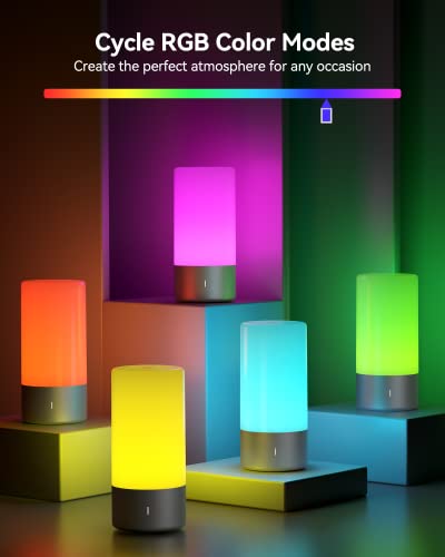 Touch Bedside Table Lamp Rgb 3 Way Dimmable Nightstand