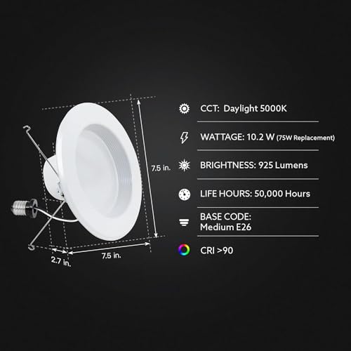 Energy Efficient LED Downlight Retrofit Kit with Adjustable Trim