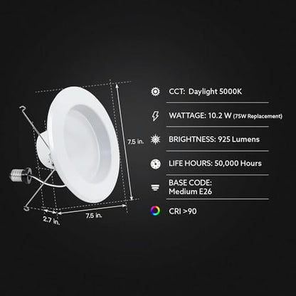 Energy Efficient LED Downlight Retrofit Kit with Adjustable Trim