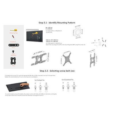 Amazon Basics Full Motion Wall Mount for 26 to 55 TVs Black