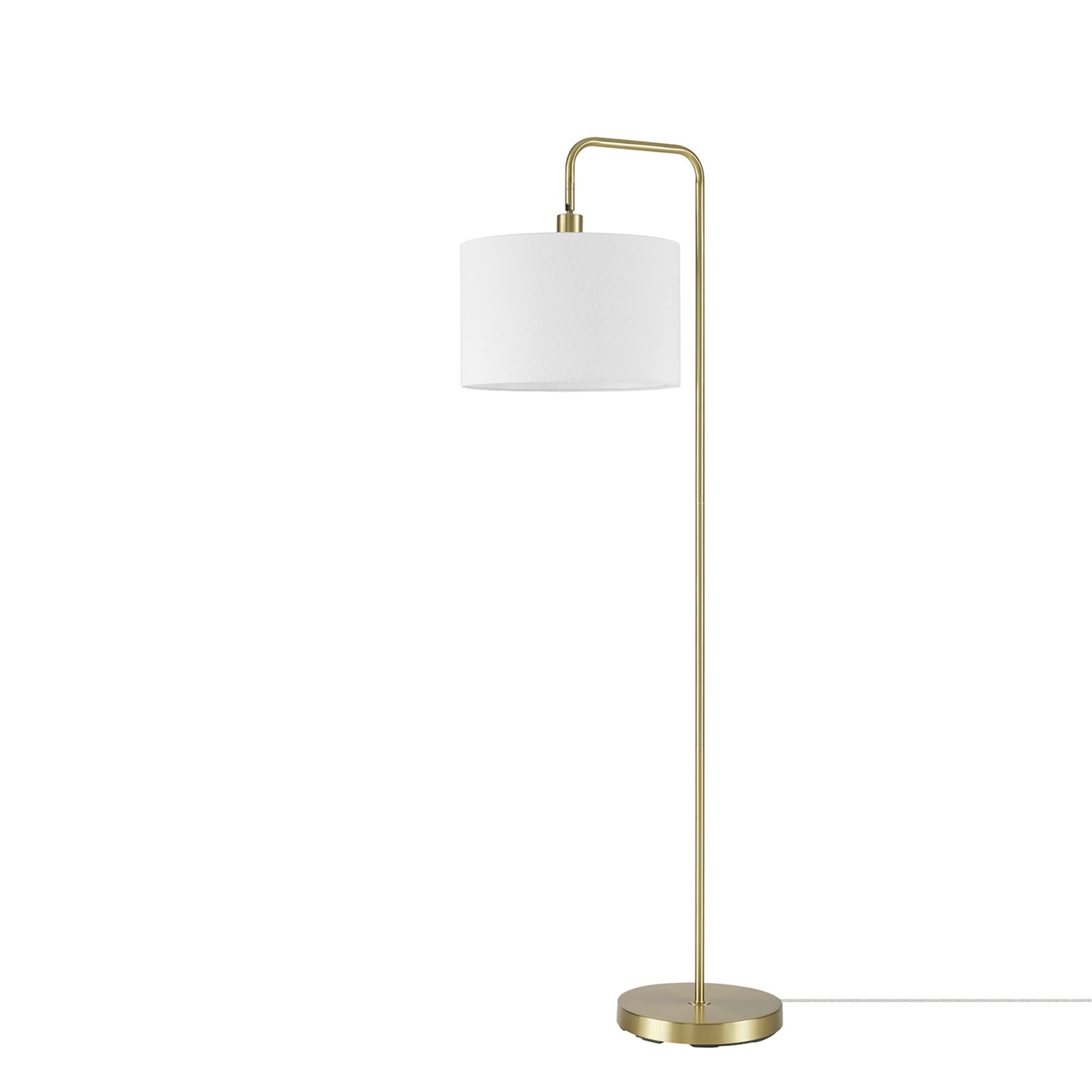 Brass Floor Lamp with White Shade for Modern Decor
