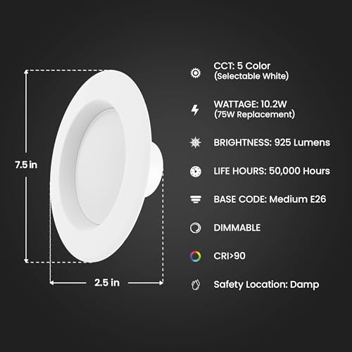 Energy Efficient LED Downlight Retrofit Kit with Adjustable Trim