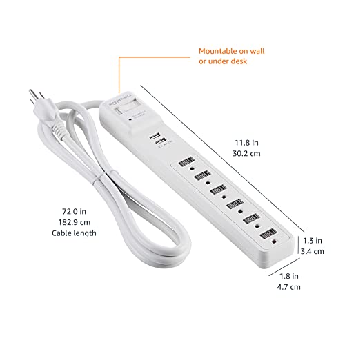 Amazon Basics Surge Protector Power Strip With USB Ports