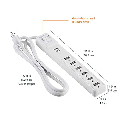 Amazon Basics Surge Protector Power Strip With USB Ports