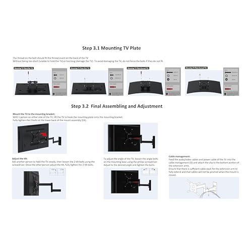 Amazon Basics Full Motion Wall Mount for 26 to 55 TVs Black