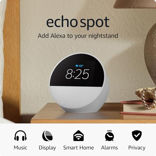 Amazon Echo Spot Smart Alarm Clock With Alexa Nightstand