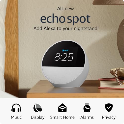 Amazon Echo Spot Smart Alarm Clock With Alexa Nightstand