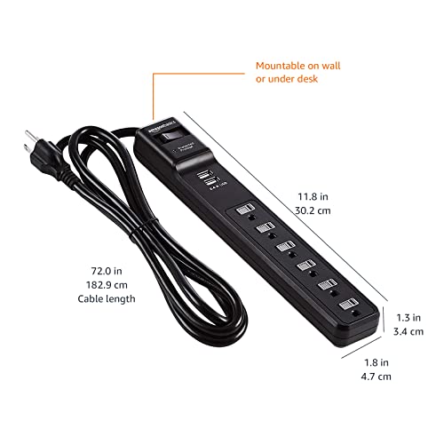 Amazon Basics Surge Protector Power Strip With USB Ports