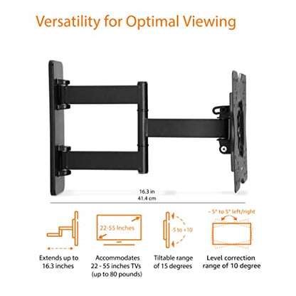 Amazon Basics Full Motion Wall Mount for 26 to 55 TVs Black