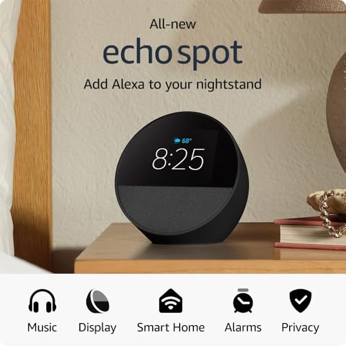 Amazon Echo Spot Smart Alarm Clock With Alexa Nightstand