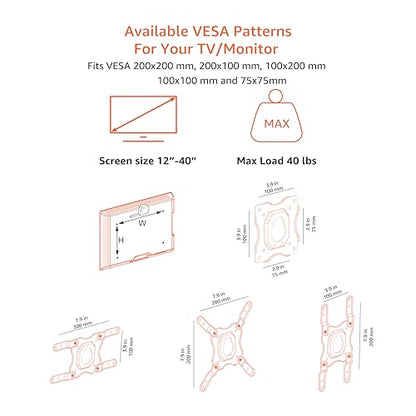 Amazon Basics Full Motion Wall Mount for 26 to 55 TVs Black