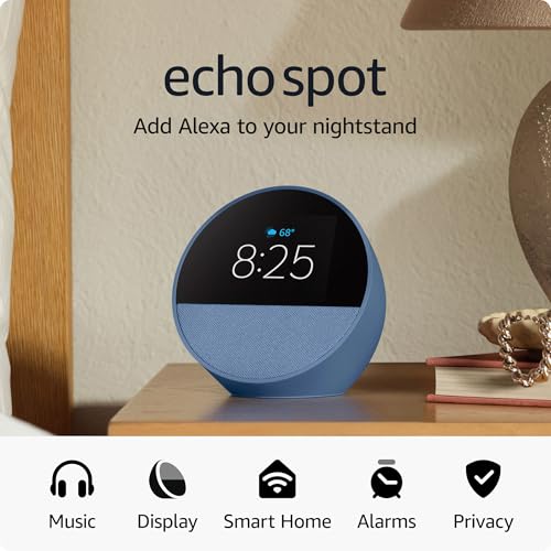 Amazon Echo Spot Smart Alarm Clock With Alexa Nightstand