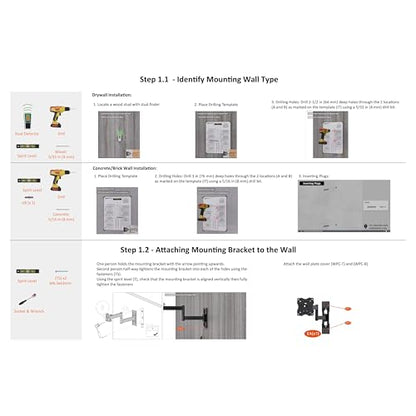 Amazon Basics Full Motion Wall Mount for 26 to 55 TVs Black