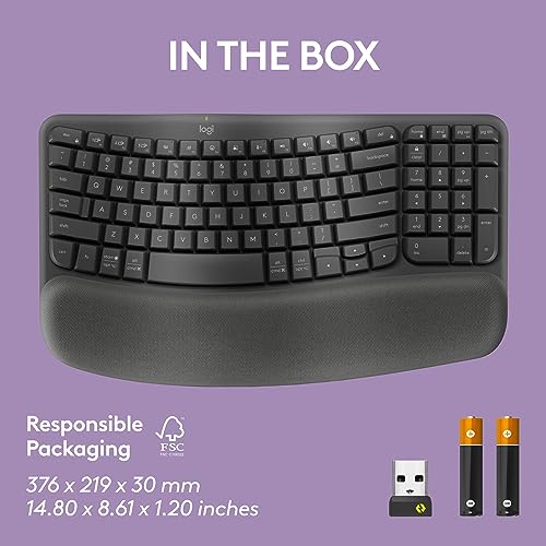 Logitech Wave Keys Wireless Ergonomic Keyboard for Comfort