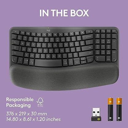Logitech Wave Keys Wireless Ergonomic Keyboard for Comfort