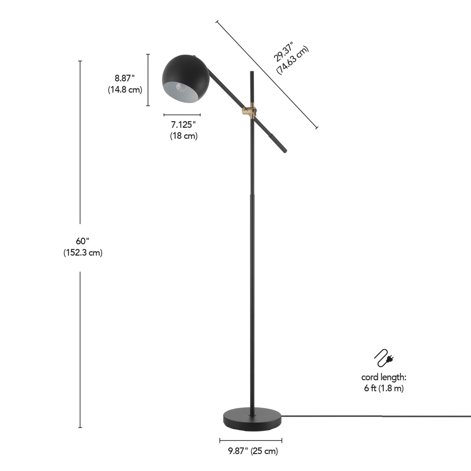 Molly Floor Lamp with Matte Black Finish and Slim Profile