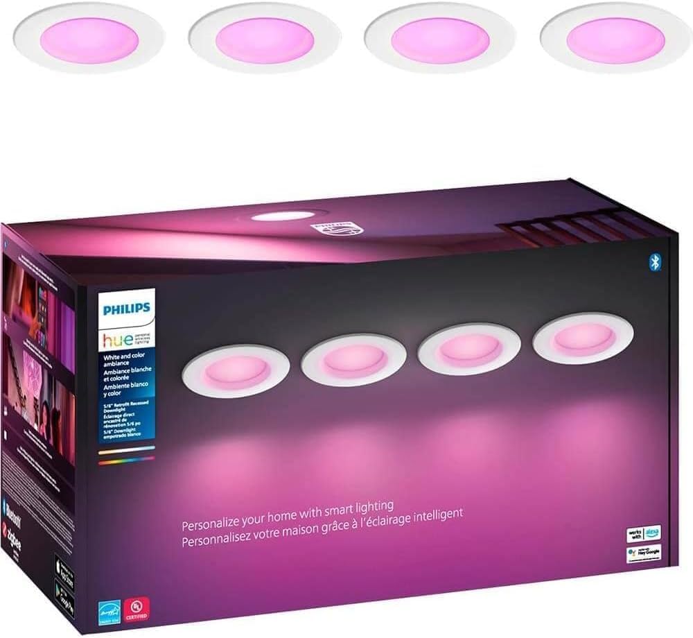 Philips Hue Smart LED Downlight 4 Pack With Color Control