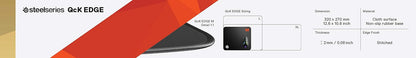 SteelSeries QcK Edge Gaming Mouse Pad Durable Smooth Surface