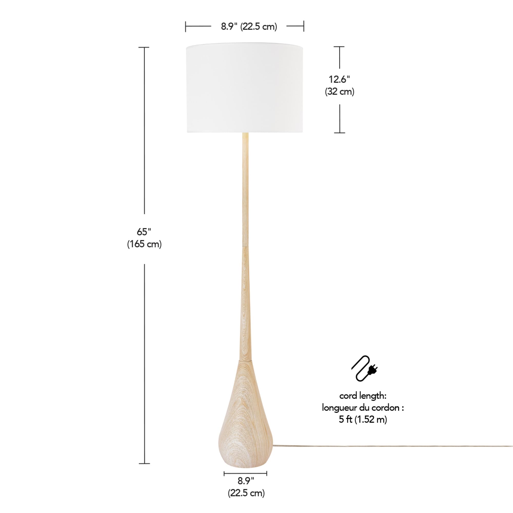 Modern 70 Inch Floor Lamp with Soft White Shade