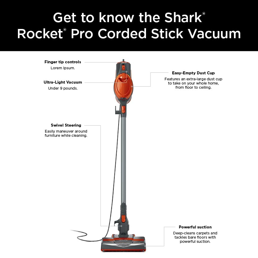 Shark Rocket Ultra Lightweight Corded Vacuum for Easy Cleaning