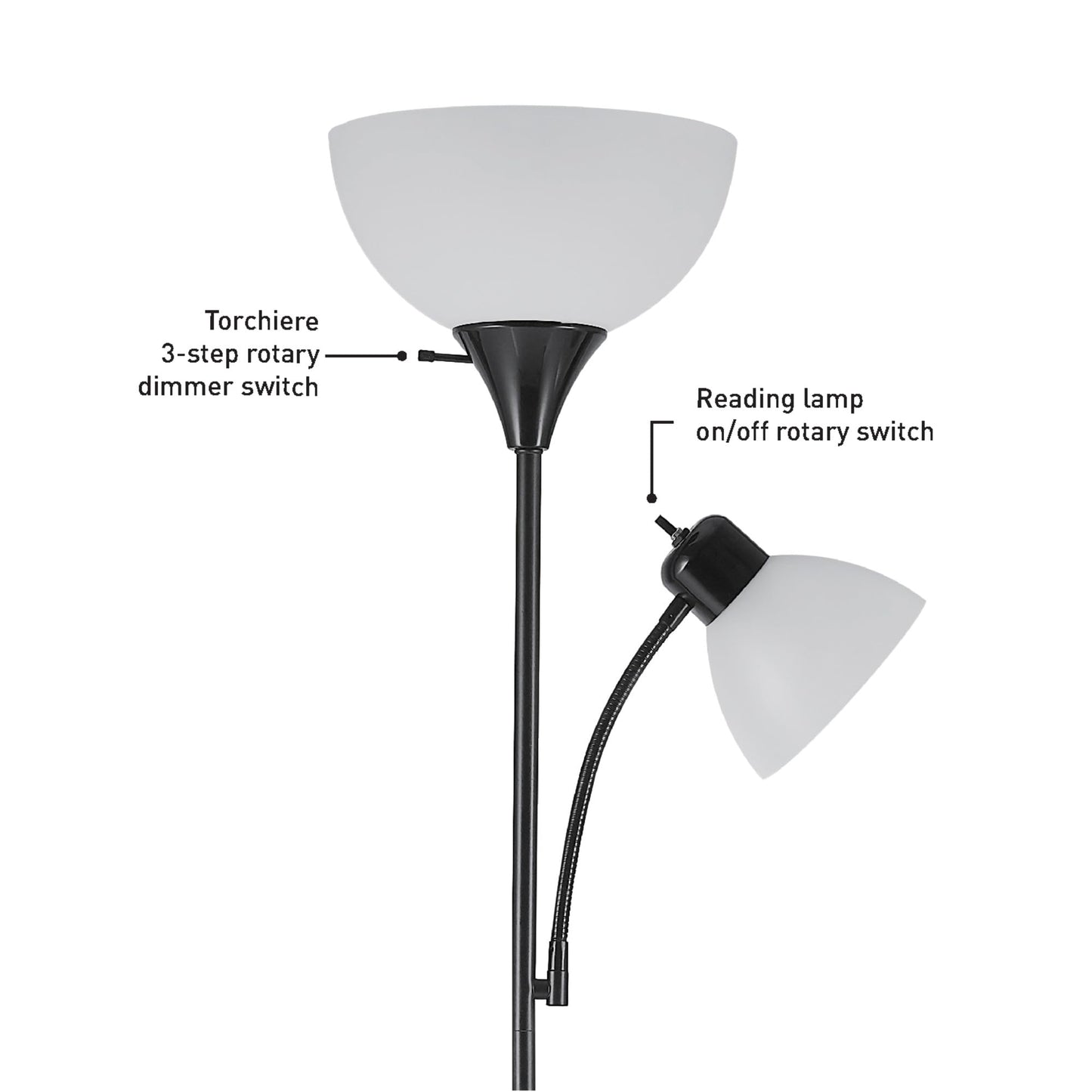 Globe Electric Delilah Floor Lamp with Adjustable Reading Light