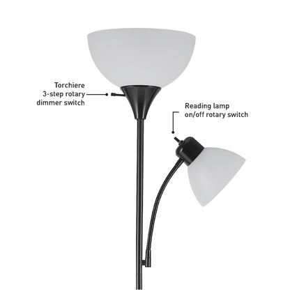 Globe Electric Delilah Floor Lamp with Adjustable Reading Light