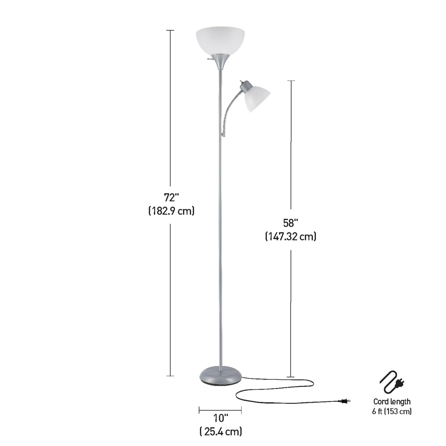 Globe Electric Delilah Floor Lamp with Adjustable Reading Light