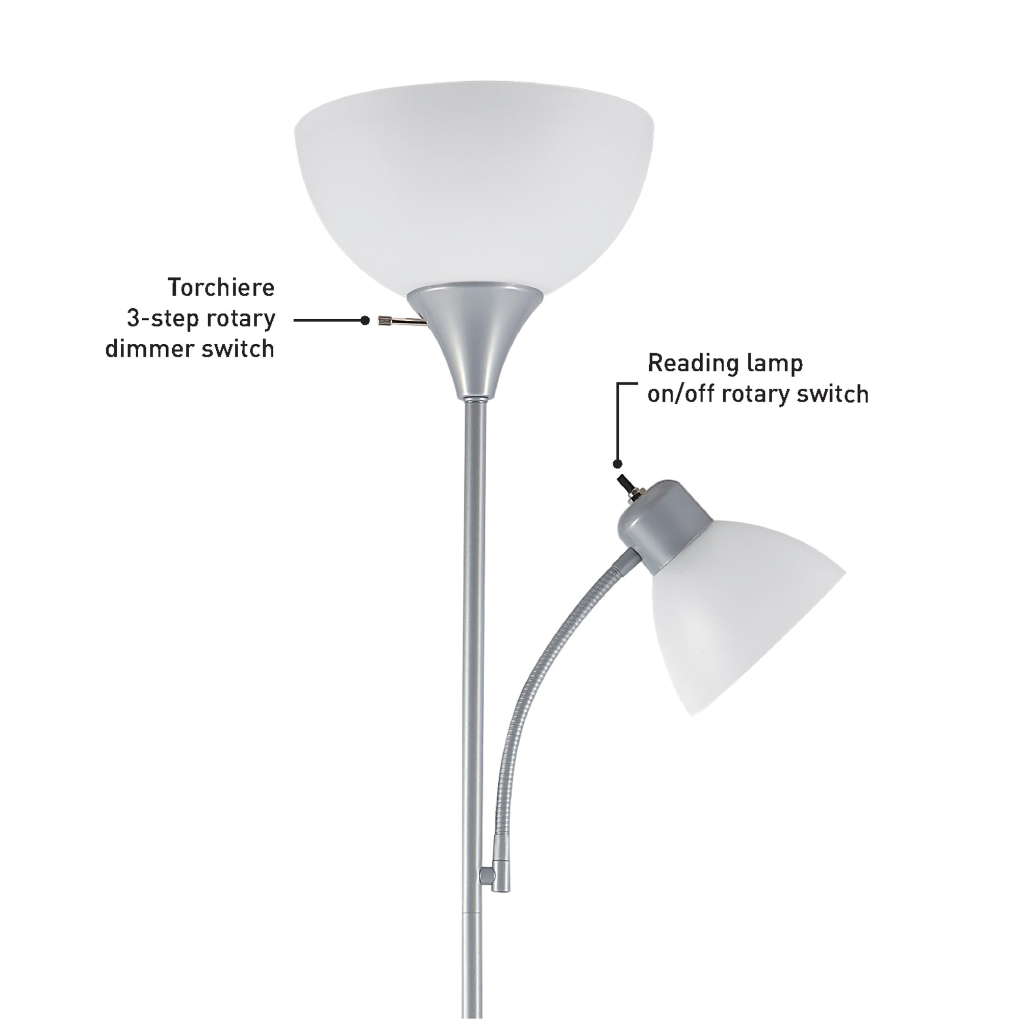 Globe Electric Delilah Floor Lamp with Adjustable Reading Light