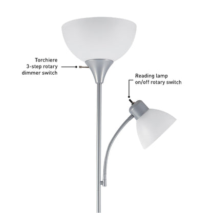Globe Electric Delilah Floor Lamp with Adjustable Reading Light