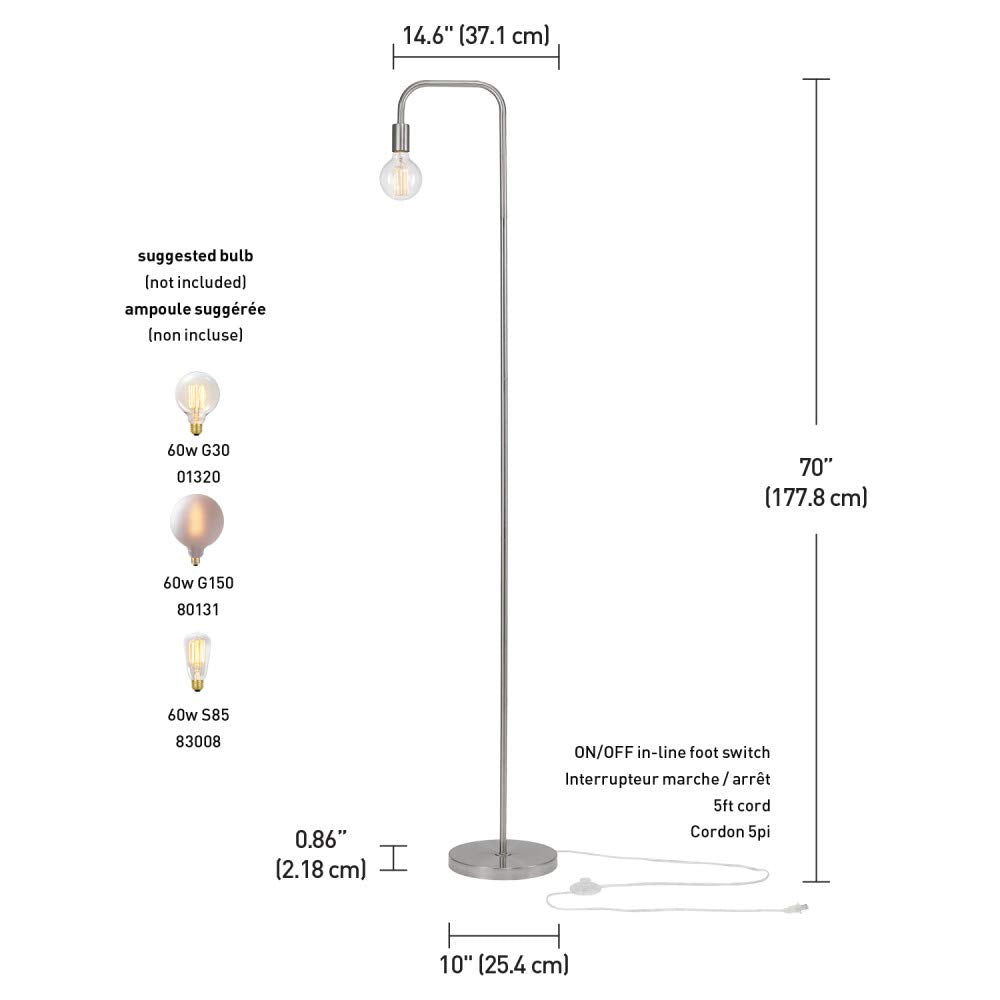 Elegant 70 Inch Floor Lamp with Foot Switch