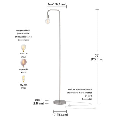 Elegant 70 Inch Floor Lamp with Foot Switch