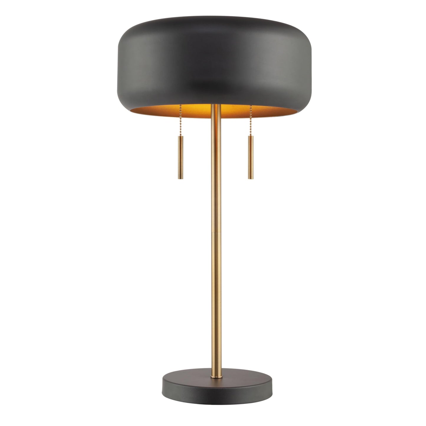 Metallic Gray Table Lamp with Dual Pull Chains for Versatile Lighting