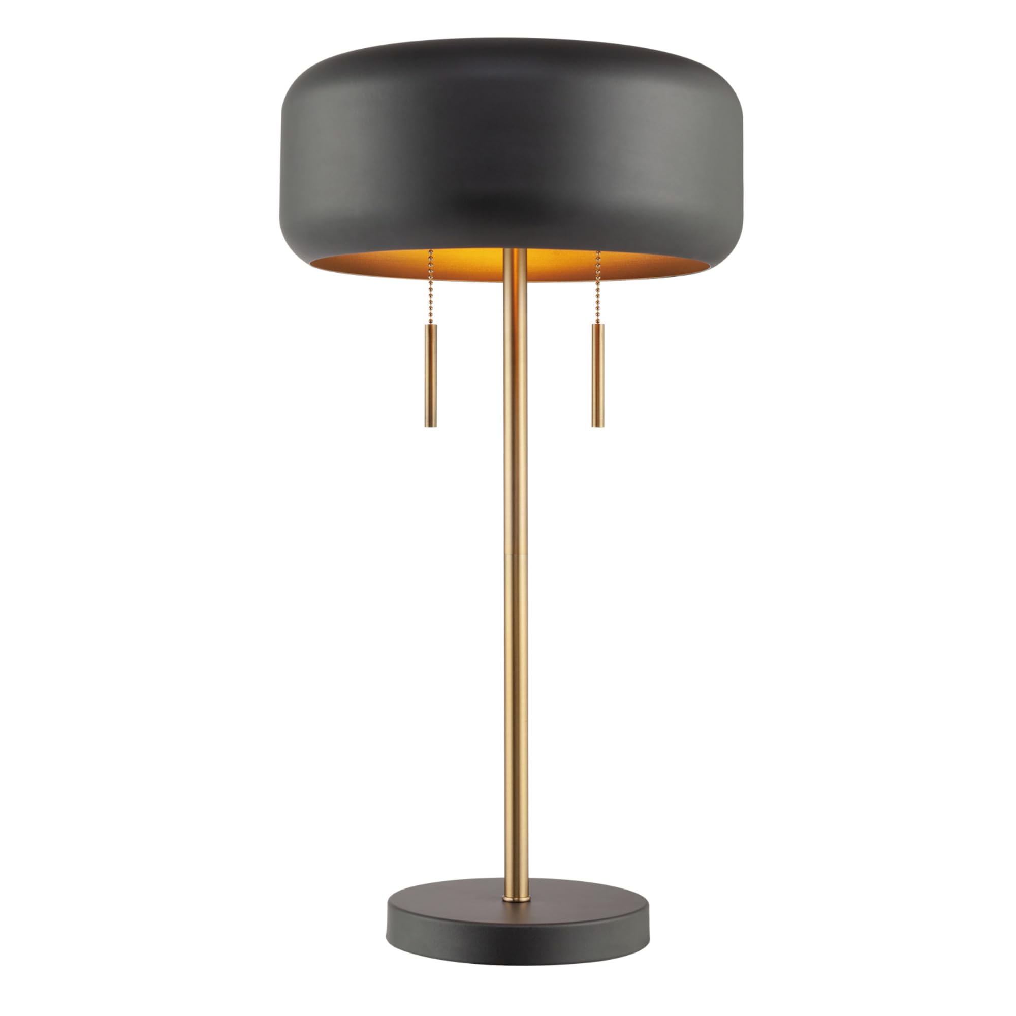 Metallic Gray Table Lamp with Dual Pull Chains for Versatile Lighting