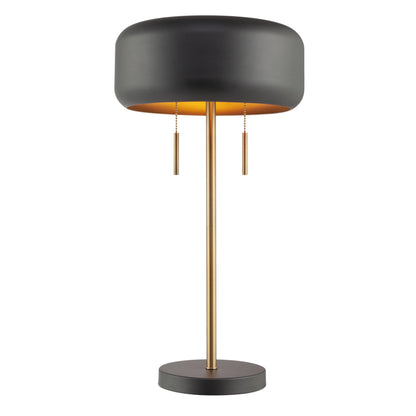 Metallic Gray Table Lamp with Dual Pull Chains for Versatile Lighting