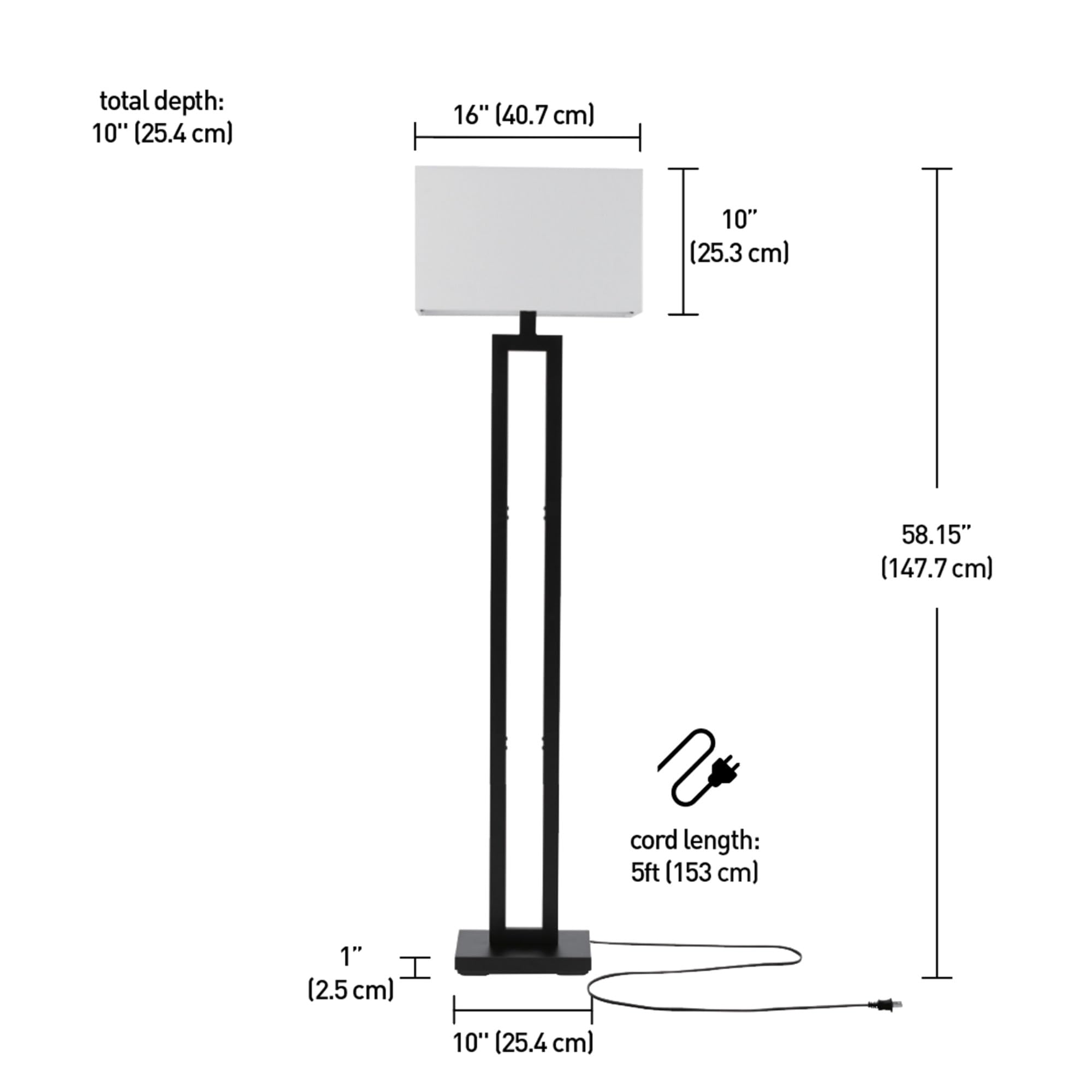 Modern 58 Inch Floor Lamp with Geometric Design