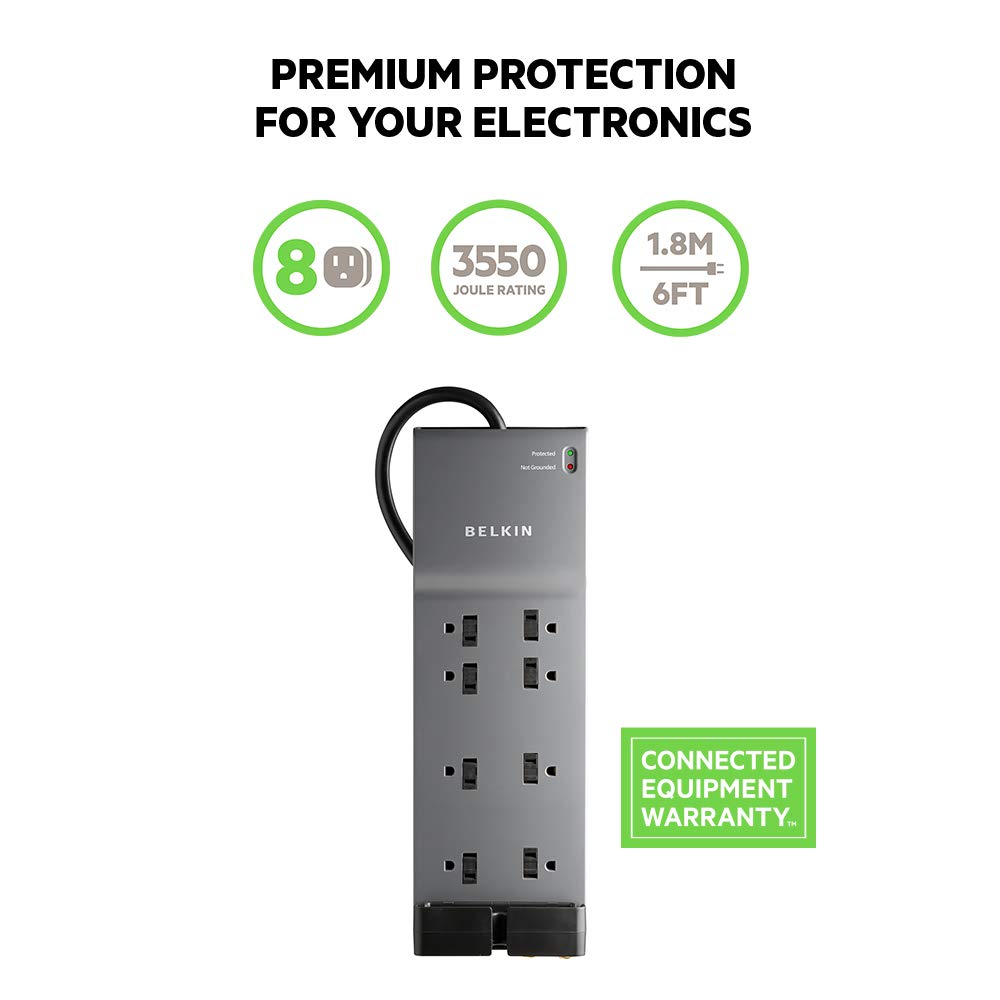 Belkin Power Strip Surge Protector 8 Outlets 3550 Joules