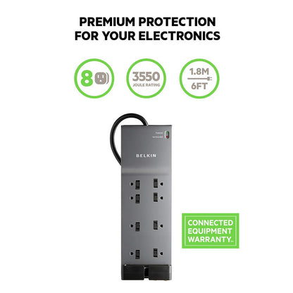 Belkin Power Strip Surge Protector 8 Outlets 3550 Joules