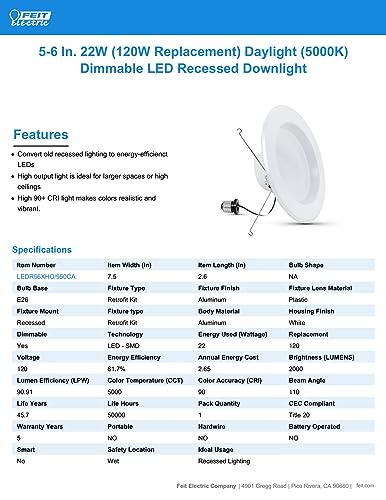 Energy Efficient LED Downlight Retrofit Kit with Adjustable Trim