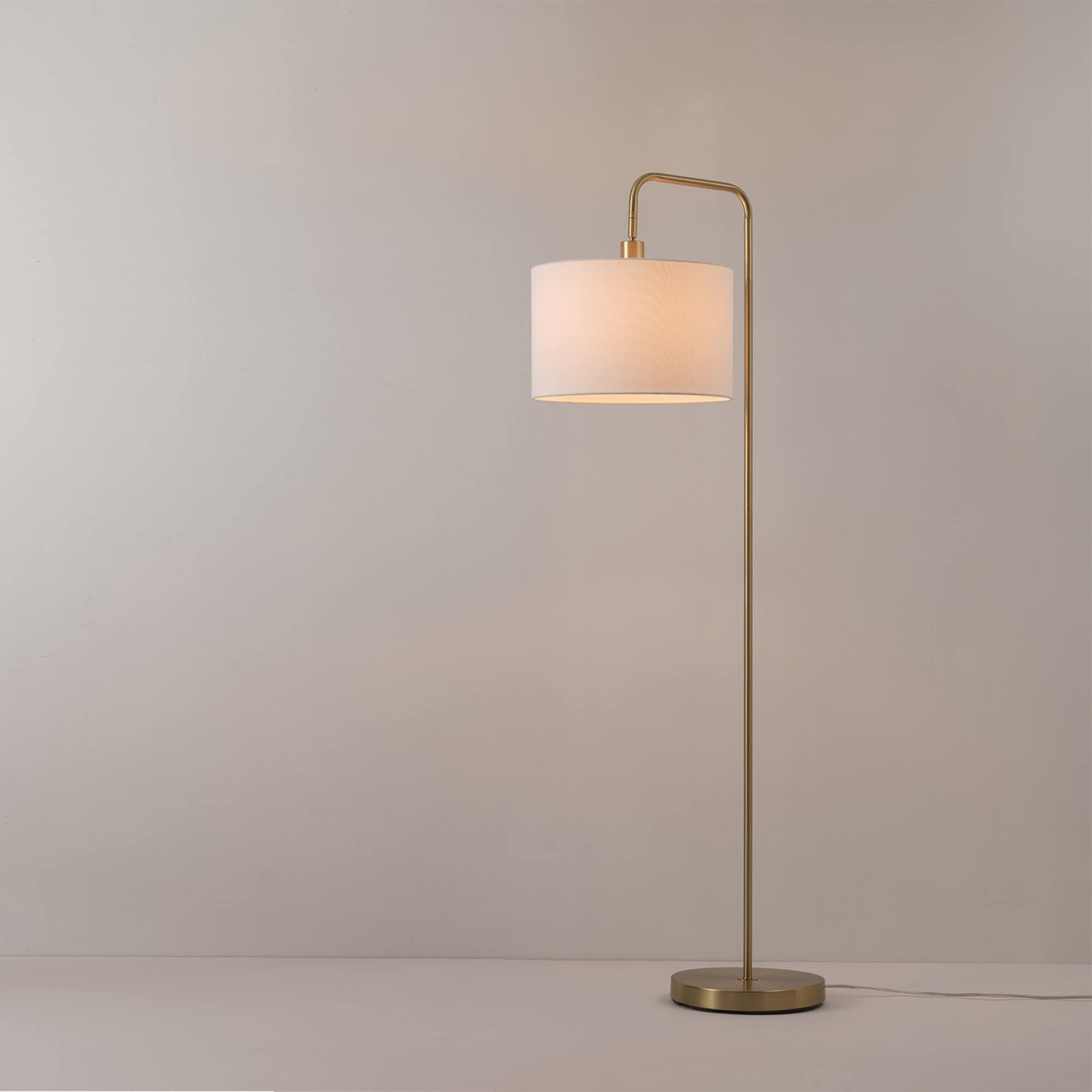 Brass Floor Lamp with White Shade for Modern Decor