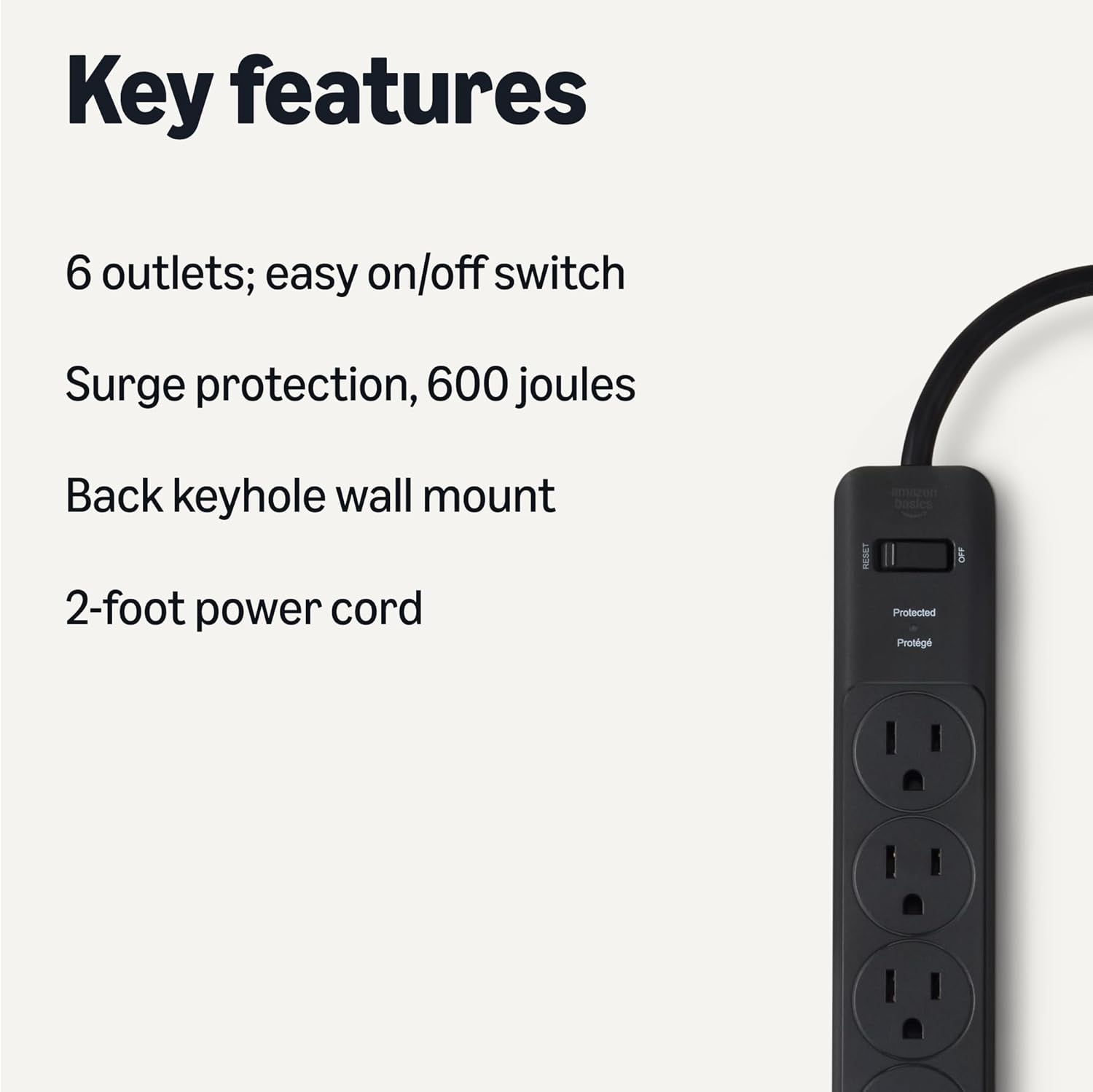 Amazon Basics Two Pack Surge Protector Power Strip 200J