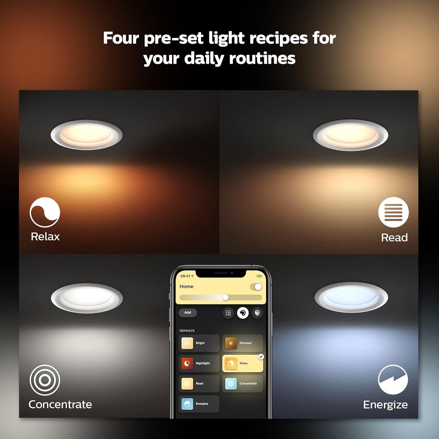 Philips Hue Smart LED Downlight 4 Pack With Color Control