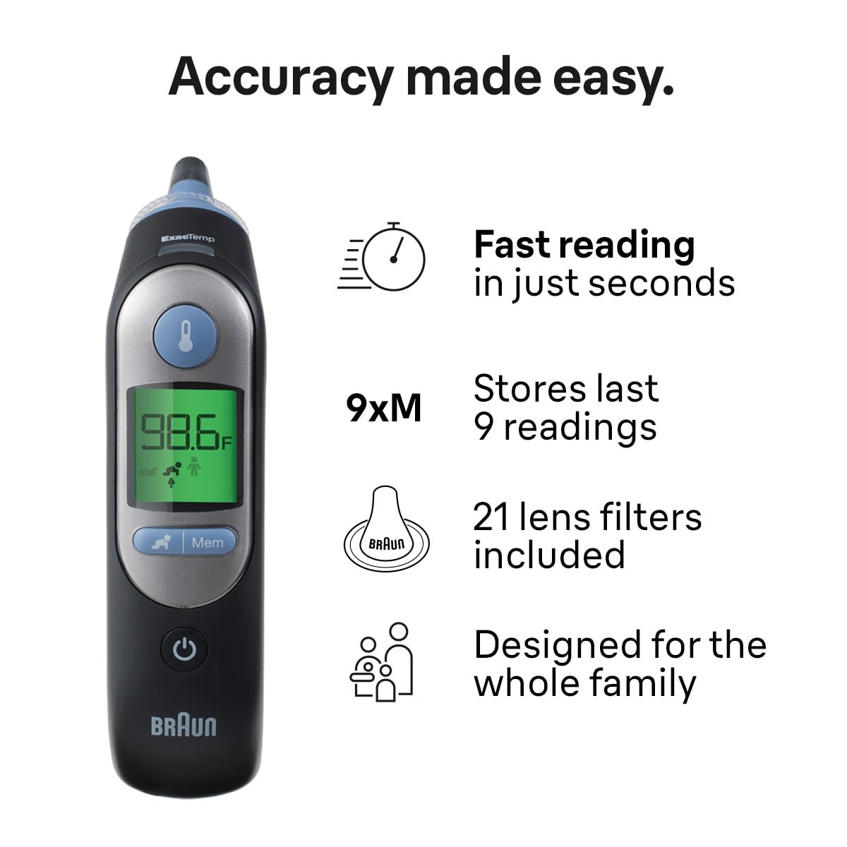 Braun ThermoScan 7 Ear Thermometer with Age Precision Guidance
