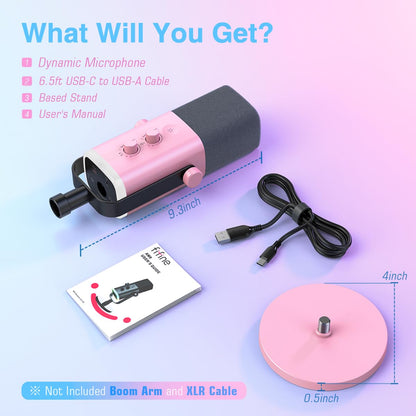 FIFINE USB XLR Dynamic Microphone AM8 Mute Button RGB Light
