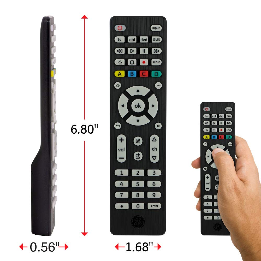 GE Universal Remote Control for 4 Devices Easy Setup