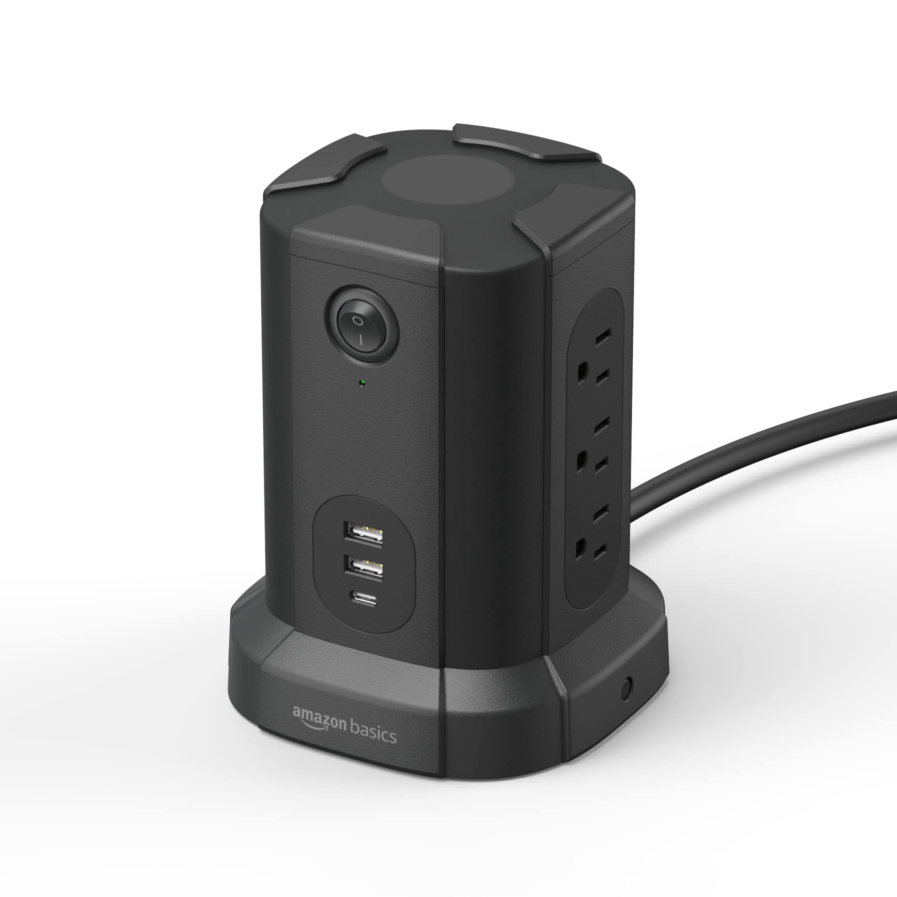 Amazon Basics Power Strip Tower Surge Protector USB Ports