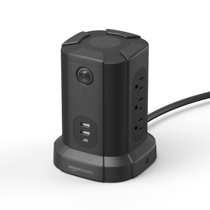 Amazon Basics Power Strip Tower Surge Protector USB Ports