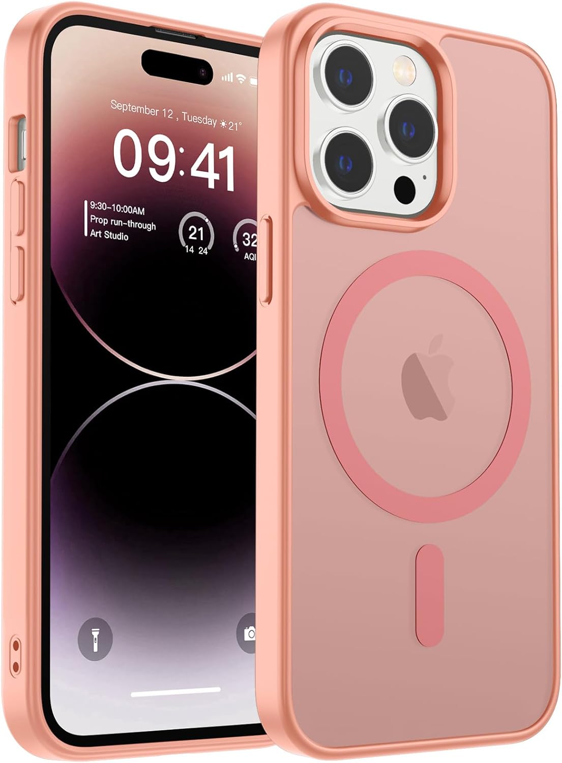 MagSafe Compatible iPhone 14 15 Case Matte Shockproof Anti Scratch Black