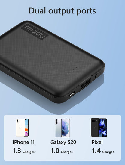 Miady 2 Pack 5000mAh Mini Portable Charger 5V USB C Output