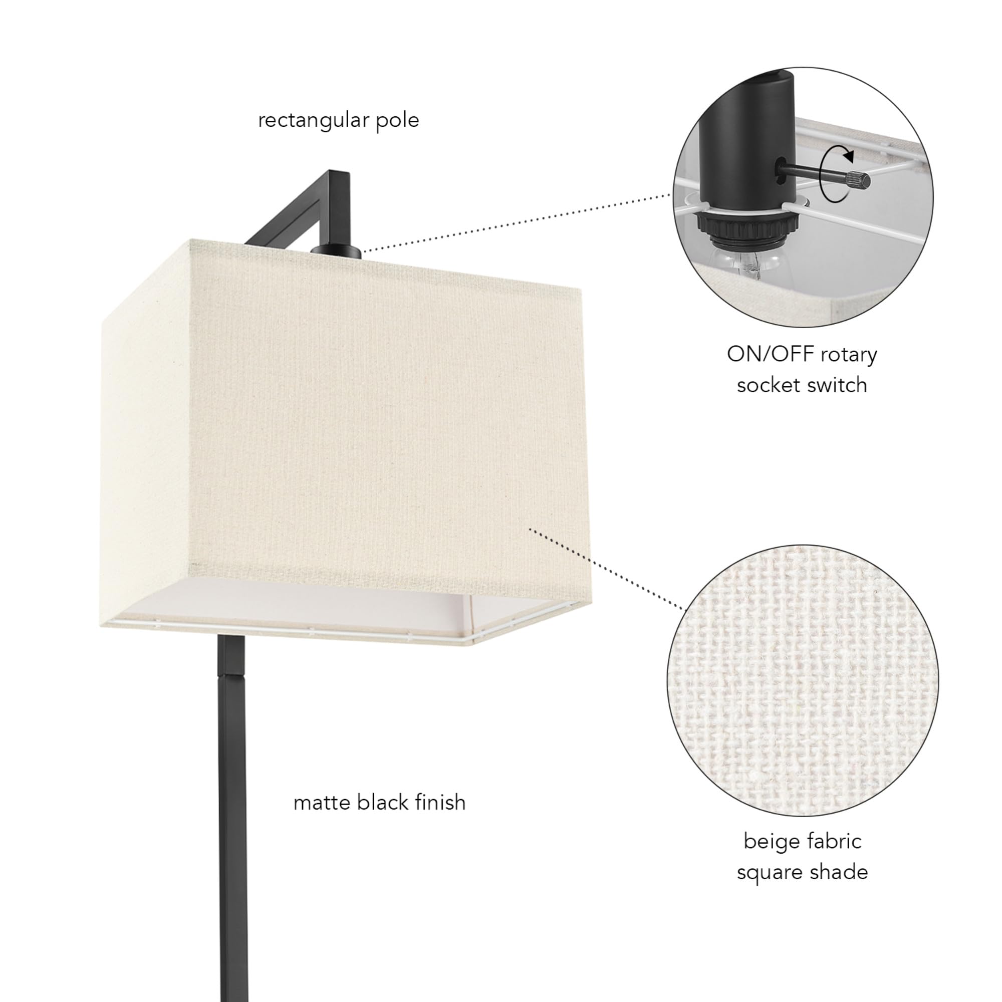 Modern 58 Inch Floor Lamp with Geometric Design