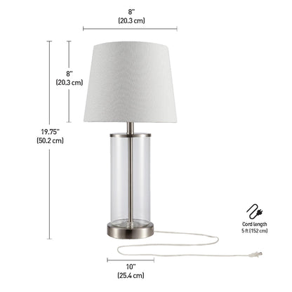 Maya 21 Inch Clear Glass Fillable Table Lamp